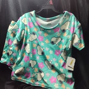 Kids' Teal and Pink Cartoon Print Shirt